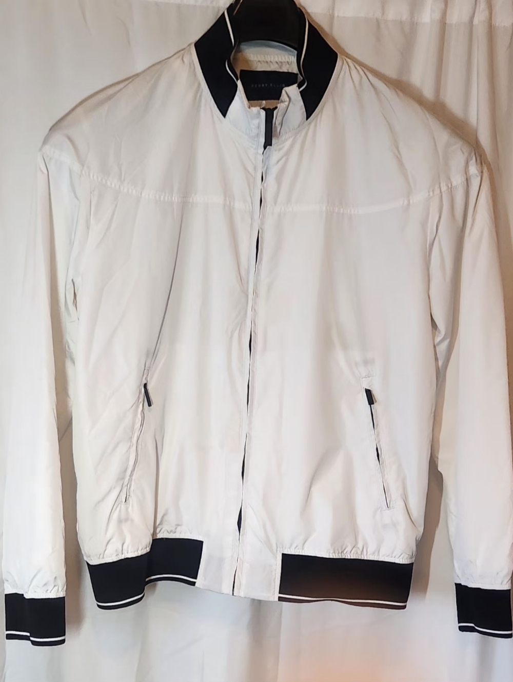 Perry Ellis Water Resistant Light Full Zip White Jacket Men's Size Large READ